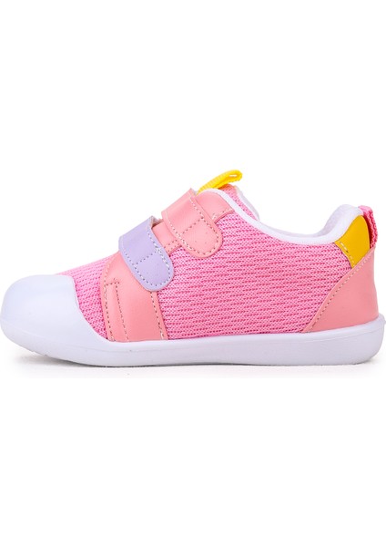 Kiko Kids Textile Cırtlı Kız Bebek Spor Ayakkabı Pembe