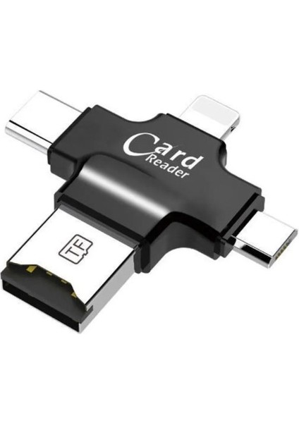 4 In 1 Type-C Android iPad iPhone Uyumlu Lightning Micro USB Kart Okuyucu Otg