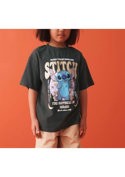 Kız Çocuk Pamuklu Stıtck Baskılı Tişört