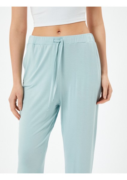 Düz Paça Pijama Altı Beli Bağcıklı Rahat Kalıp