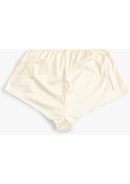 Çiçek Işlemeli Saten Şort Pijama Altı