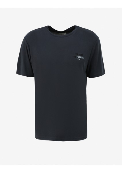 Siyah Erkek Bisiklet Yaka Relaxed Baskılı T-Shirt C4SM-TST4609