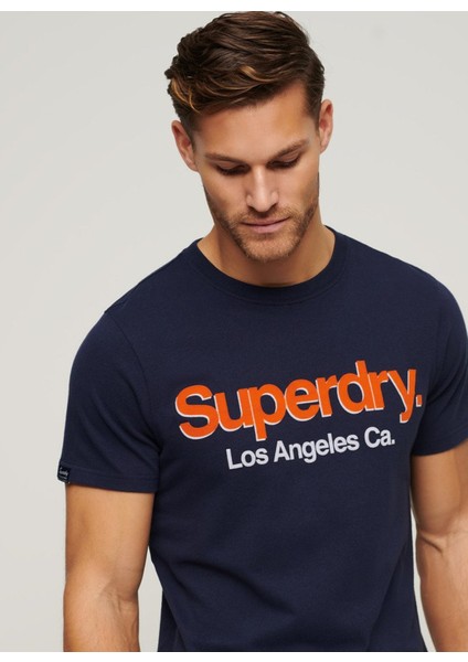 Bisiklet Yaka Baskılı Lacivert Erkek T-Shirt M1011985A97T_CORE Logo Classıc Wash fiyatları