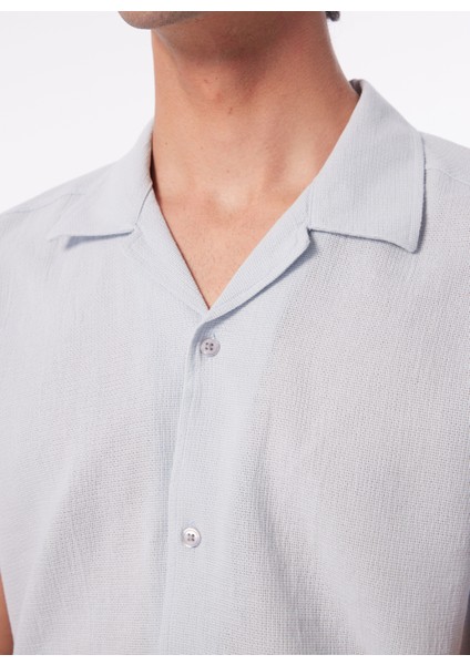 Slim Fit Apaş Yaka Armürlü Mavi Erkek Gömlek SPBF4SM-GML5080 indirimleri