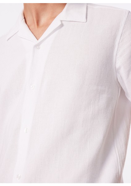 Slim Fit Apaş Yaka Armürlü Beyaz Erkek Gömlek SPBF4SM-GML5080 indirimleri