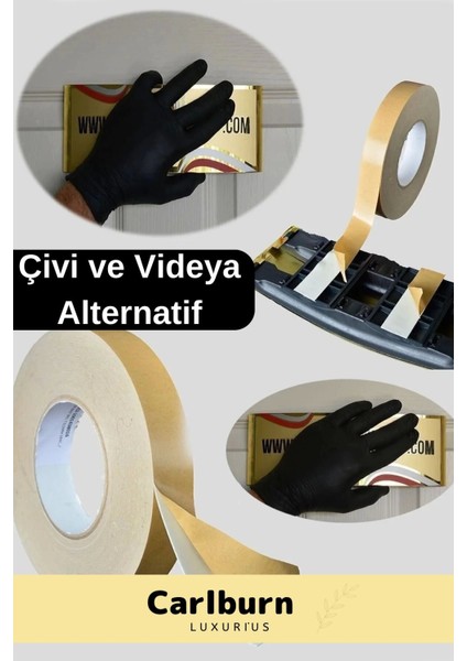 Güçlü Uzun Ömürlü Kuvvetli Yapışkan Kolay Uygulanır Iz Bırakmaz Çift Taraflı Köpük Bant 3 Adet