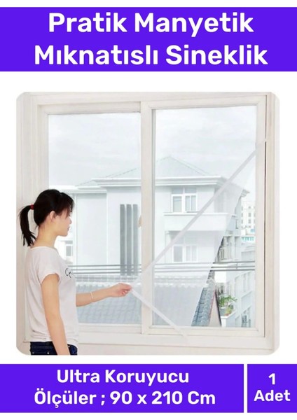 Deluxe Pencere Balkon Dükkan Cam Pratik Manyetik Mıknatıslı Siyah Kapı Sinekliği Tülü 90X210 cm