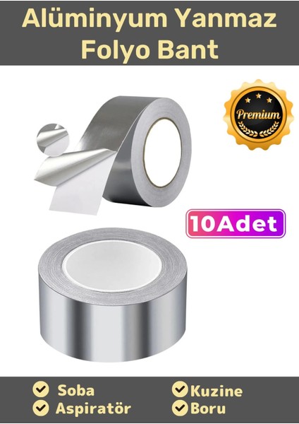 Özel Suya Sıcaklığa Dayanıklı Tamir Soba Boru Yama Alüminyum Yanmaz Folyo Bant 44MM 10MT - 10 Adet