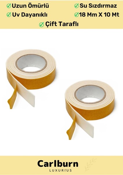 Güçlü Uzun Ömürlü Kuvvetli Yapışkan Kolay Iz Bırakmaz Çift Taraflı Köpük Bant 10MT - 3 Adet fiyatları