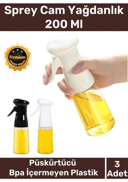 Deluxe Atomize Başlık Fan Şekilli Püskürtücü Bpa Içermeyen Plastik Sprey Cam Yağdanlık 200 ml 3 Adet