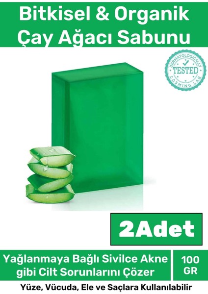 Özel Üretim Doğal Koku Yüz Cilt Beyazlatıcı Nemlendirici Çay Ağacı Sabunu 2 Adet