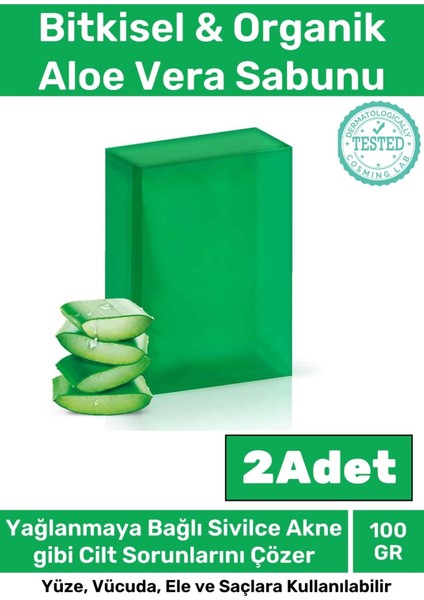 Özel Üretim Doğal Koku Yüz Cilt Beyazlatıcı Nemlendirici Aloe Vera Sabunu 2 Adet