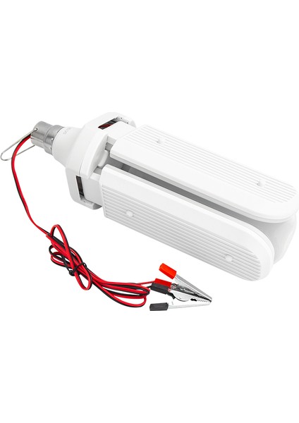 Go İthalat 60W Akü Maşalı 12 Volt 3 Kollu Pervane LED Ampul Beyaz (2818)