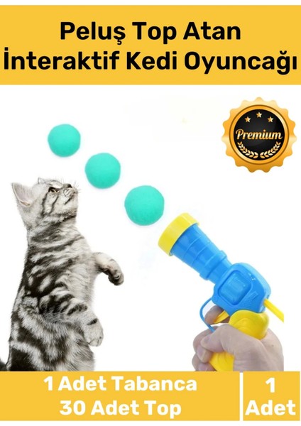 Özel Üretim Evcil Hayvan Tabancalı Hareketli 30 Peluş Toplu Top Atan Interaktif Kedi Oyuncağı Seti