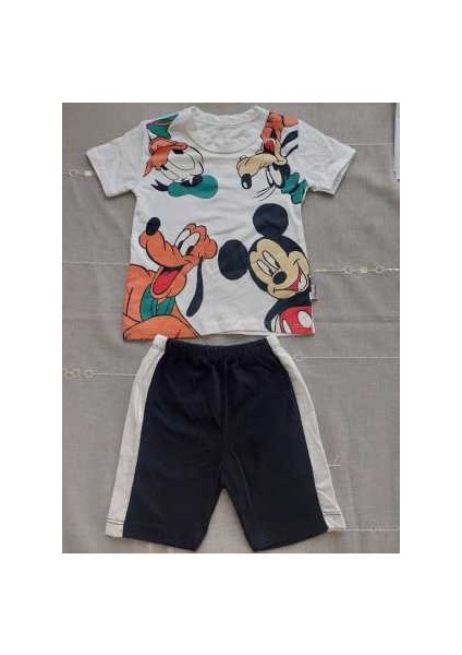 Erkek Çocuk Disney Mickey Mouse Donald Duck Goofy Pluto Şort Tişört Takım 2 Parça