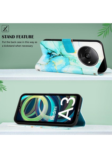 Xiaomi Redmi A3 Mermer Desen Cüzdan Kickstand Pu Deri Kılıf (Yurt Dışından) indirimleri