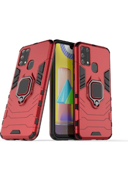 Samsung Galaxy M31 Kickstand Darbeye Kapak Için Kılıf 360 &deg; Dönen Halka (Yurt Dışından)