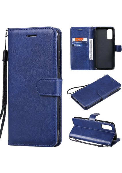 Kart Yuvası Cüzdan ile Samsung Galaxy S20 Klasik Düz Renk Için Flip Case (Yurt Dışından)