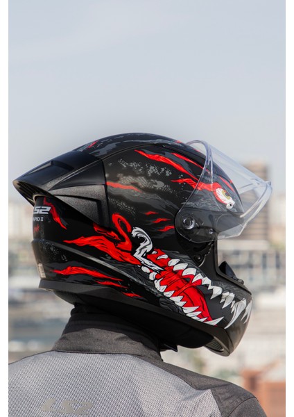 Rapıd 2 Race Kaıju Mat Siyah-Kırmızı-Beyaz Kask fiyatları