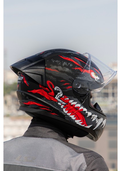 Rapıd 2 Race Kaıju Mat Siyah-Kırmızı-Beyaz Kask fırsatları