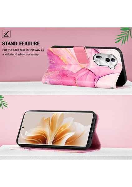 Oppo Oppo 11 Pro 5g Için Kickstand Pu Deri Mermer Desen Cüzdan (Yurt Dışından)