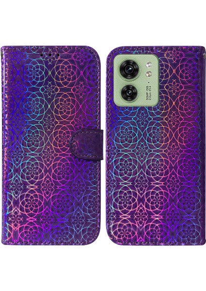 Motorola Kenar 40 Premium Pu Deri Glitter Renkli Cüzdan Kılıf (Yurt Dışından)