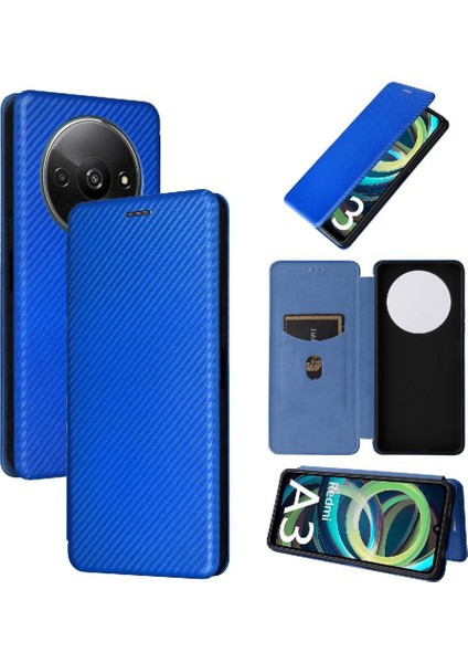Kart Tutucu Kickstand ile Xiaomi Redmi A3 Manyetik Karbon Fiber Için Kılıf (Yurt Dışından)