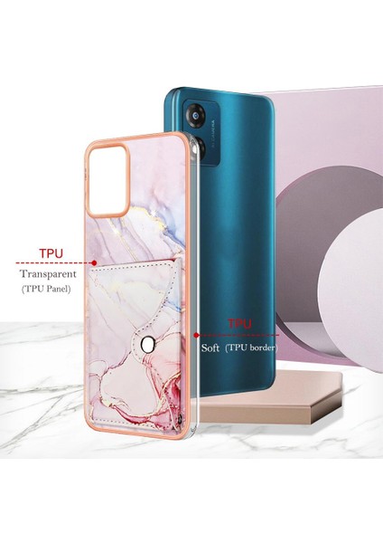 Motorola Moto E13 Yumuşak Tpu Tampon Kart Yuvaları Mermer Ince Cüzdan (Yurt Dışından) modelleri