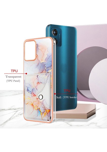 Motorola Moto E13 Yumuşak Tpu Tampon Kart Yuvaları Mermer Ince Cüzdan (Yurt Dışından) modelleri