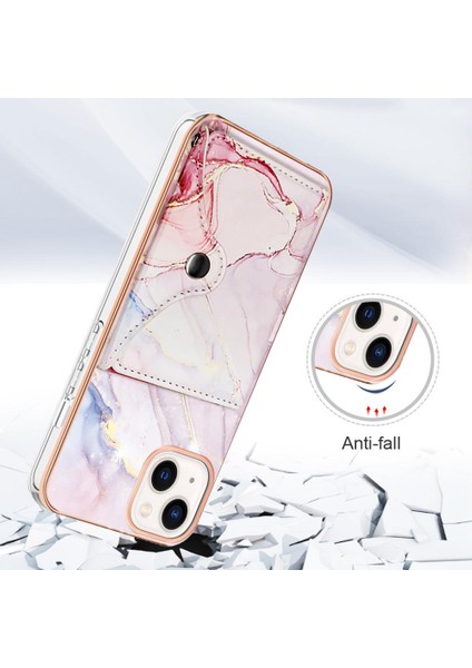 Iphone 13 Için Kılıf Mini Kart Yuvaları Ince Cüzdan Mermer Yumuşak Tpu Tampon (Yurt Dışından)
