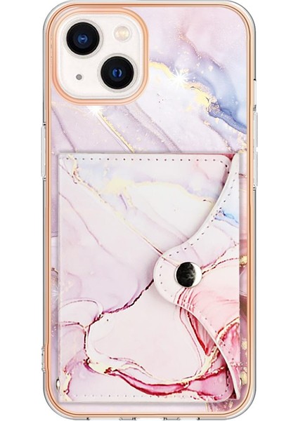 Iphone 13 Için Kılıf Mini Kart Yuvaları Ince Cüzdan Mermer Yumuşak Tpu Tampon (Yurt Dışından)