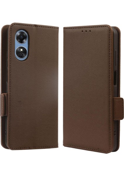 Oppo A17/A17K Manyetik Cüzdan Kart Yuvaları Için Kılıf Tutucu Pu Deri Yan (Yurt Dışından)