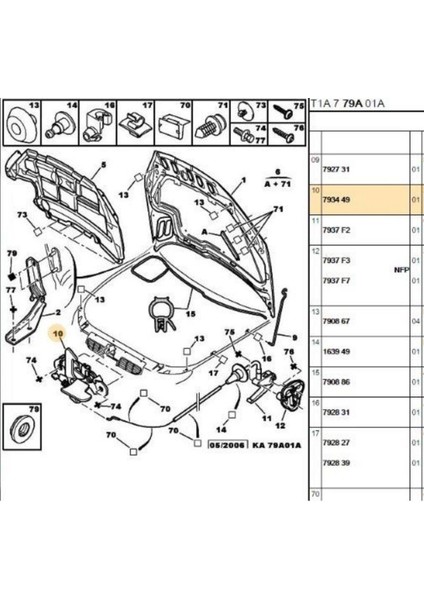 Kaput Kilidi 206 (0040793449-793449) fiyatları