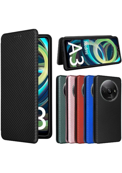 Kart Tutucu Kickstand ile Xiaomi Redmi A3 Manyetik Karbon Fiber Için Kılıf (Yurt Dışından)