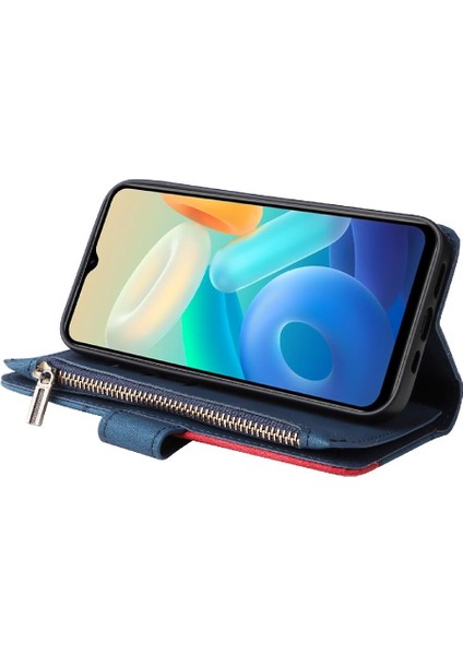 Vıvo Y55S 5g Dokuz Kart Yuvaları Iki Renkli Dikiş Kickstand Fermuar (Yurt Dışından)