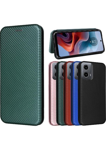 Motorola Moto G34 5g Için Kılıf Kart Tutucu Kickstand Manyetik Karbon (Yurt Dışından)