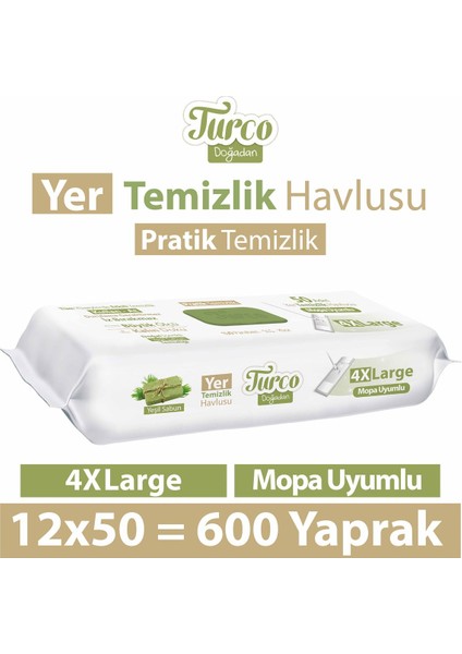 Baby Turco Turco Doğadan Yer Temizlik Havlusu Yeşil Sabun 12X50(600 Yaprak)