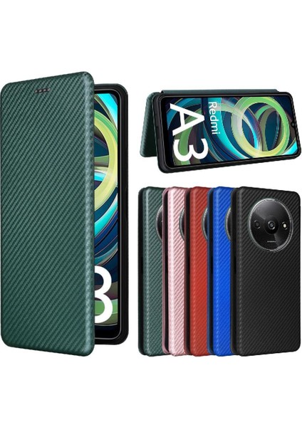 Kart Tutucu Kickstand ile Xiaomi Redmi A3 Manyetik Karbon Fiber Için Kılıf (Yurt Dışından)