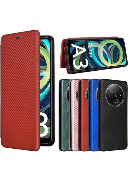 Kart Tutucu Kickstand ile Xiaomi Redmi A3 Manyetik Karbon Fiber Için Kılıf (Yurt Dışından)
