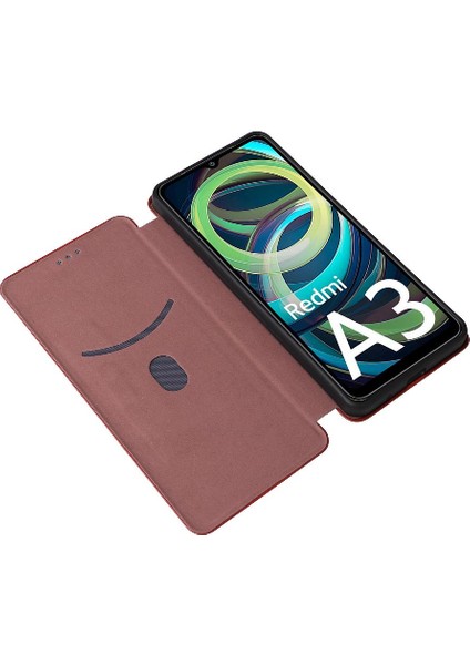 Kart Tutucu Kickstand ile Xiaomi Redmi A3 Manyetik Karbon Fiber Için Kılıf (Yurt Dışından) fırsatları