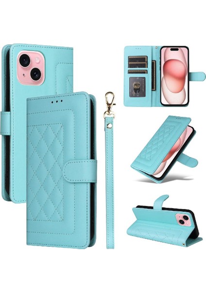 Iphone 15 Için Flip Case Deri Kılıf Cüzdan Darbeye Basit Iş (Yurt Dışından)