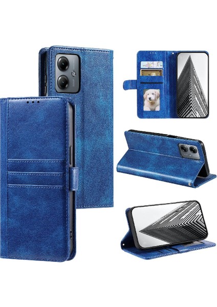Motorola Moto G14 Kickstand 6 Kart Yuvaları Pu Deri Cüzdan Için Flip Case (Yurt Dışından)