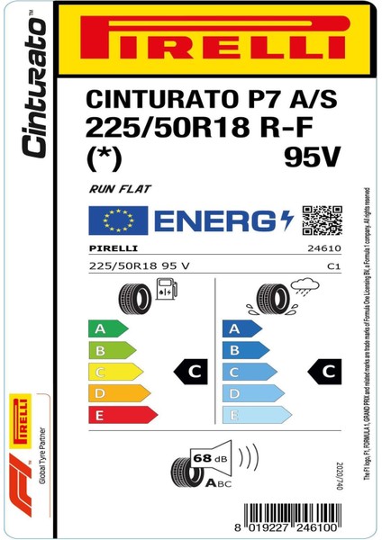 225/50 R18 95V Cinturato P7 All Season Rft * Oto Dört Mevsim Lastiği (Üretim Yılı: 2024) fırsatları