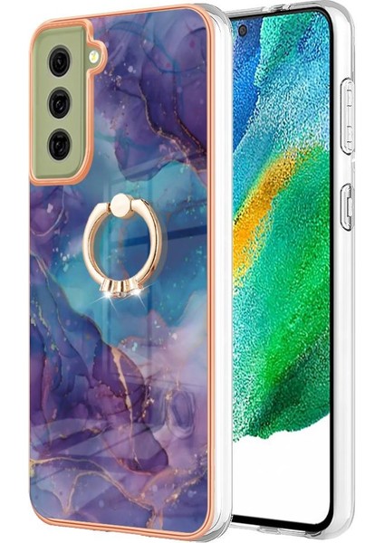 Samsung Galaxy S21 Fe 5g Için Kılıf 360 &deg; Dönebilir Halka Tampon Mermer Tpu (Yurt Dışından)
