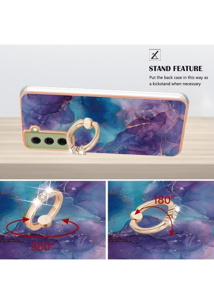 Samsung Galaxy S21 Fe 5g Için Kılıf 360 &deg; Dönebilir Halka Tampon Mermer Tpu (Yurt Dışından)