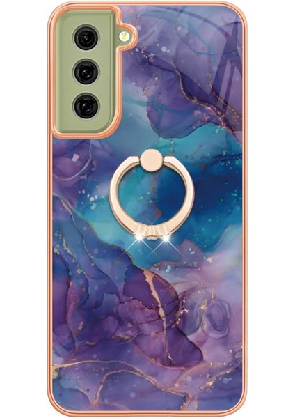 Samsung Galaxy S21 Fe 5g Için Kılıf 360 &deg; Dönebilir Halka Tampon Mermer Tpu (Yurt Dışından)