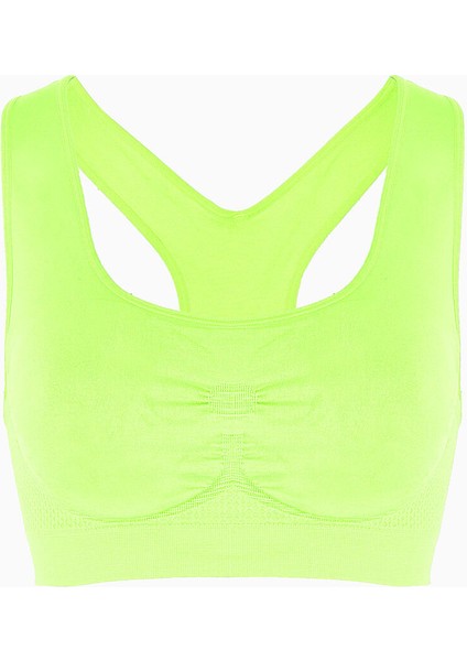 Neon Sarı Active Kalın Askılı Seamless Sporcu Büstiyer