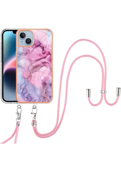 IPhone 14 Kapak Mermer Ayrılabilir Kayış Crossbody Kordon Yumuşak (Yurt Dışından)