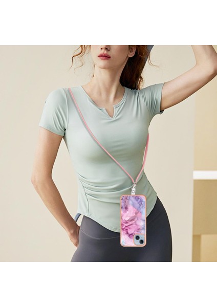 IPhone 14 Kapak Mermer Ayrılabilir Kayış Crossbody Kordon Yumuşak (Yurt Dışından) fırsatları