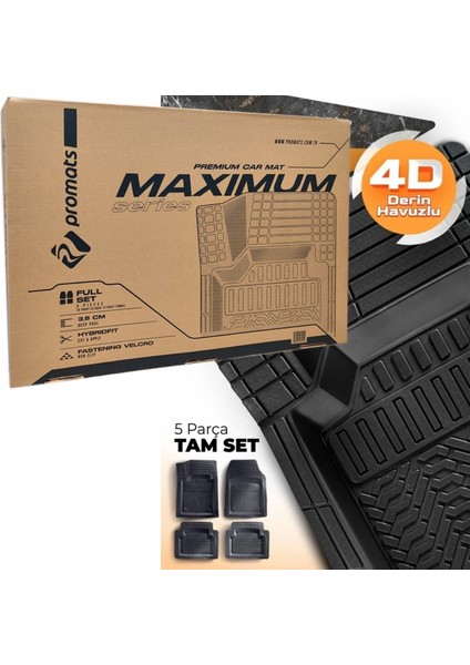 4d Havuzlu Paspas Maximum 5 Parça Siyah
